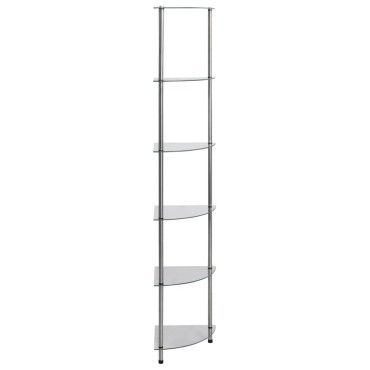 vidaXL Ραφιέρα 6 Επιπέδων Διαφανής 30x30x160cm από Ψημένο Γυαλί 1 τεμ.