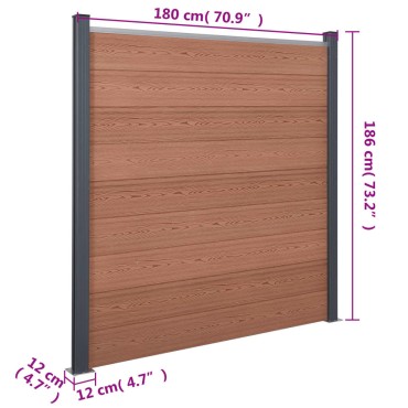vidaXL Σετ Πάνελ Περίφραξης Καφέ 526x186cm από WPC