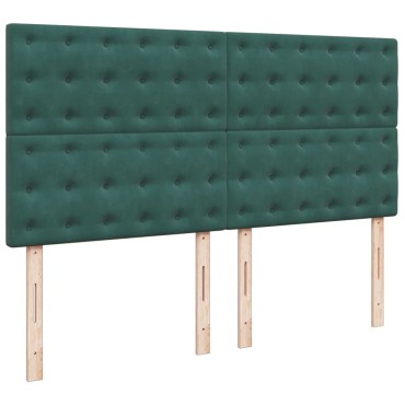 vidaXL Κρεβάτι Boxspring με Στρώμα Σκούρο Πράσινο 200x200εκ. Βελούδινο