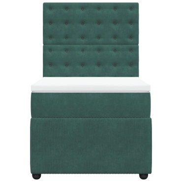 vidaXL Κρεβάτι Boxspring με Στρώμα Σκούρο Πράσινο 100x200εκ. Βελούδινο