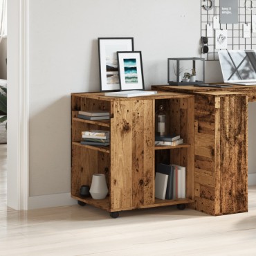 vidaXL Ντουλάπι Τροχήλατο Όψη Παλαιού Ξύλου 60x53x72cm Επεξεργ. Ξύλο 1 τεμ.