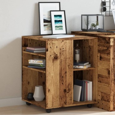 vidaXL Ντουλάπι Τροχήλατο Όψη Παλαιού Ξύλου 60x53x72cm Επεξεργ. Ξύλο 1 τεμ.