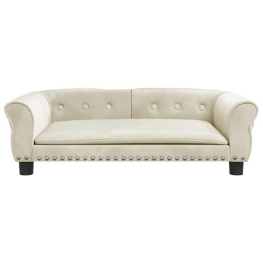 vidaXL Κρεβάτι Σκύλου Κρεμ 95 x 55 x 30 εκ. Βελούδινο
