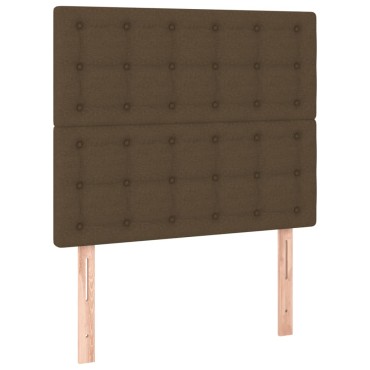 vidaXL Κρεβάτι Boxspring με Στρώμα Σκούρο Καφέ 90x190 εκ. Υφασμάτινο
