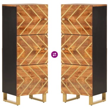 vidaXL Ντουλάπι Καφέ/Μαύρο 40x33,5x110cm από Μασίφ Ξύλο Μάνγκο 1 τεμ.