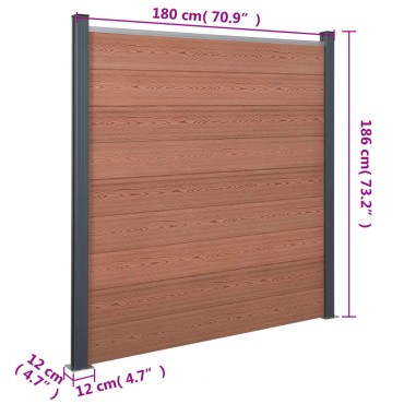 vidaXL Σετ Πάνελ Περίφραξης Καφέ 180x186cm από WPC