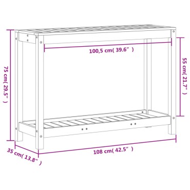 vidaXL Τραπέζι Κηπουρικής με Ράφι 108 x 35 x 75 εκ. Εμποτ. Ξύλο Πεύκου
