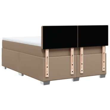 vidaXL Κρεβάτι Boxspring με Στρώμα Καπουτσίνο 140x190εκ.από Συνθ.Δέρμα
