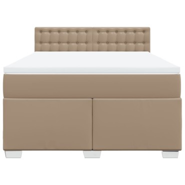 vidaXL Κρεβάτι Boxspring με Στρώμα Καπουτσίνο 140x190εκ.από Συνθ.Δέρμα