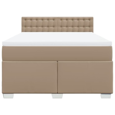 vidaXL Κρεβάτι Boxspring με Στρώμα Καπουτσίνο 140x190εκ.από Συνθ.Δέρμα