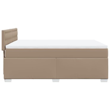 vidaXL Κρεβάτι Boxspring με Στρώμα Καπουτσίνο 140x190εκ.από Συνθ.Δέρμα