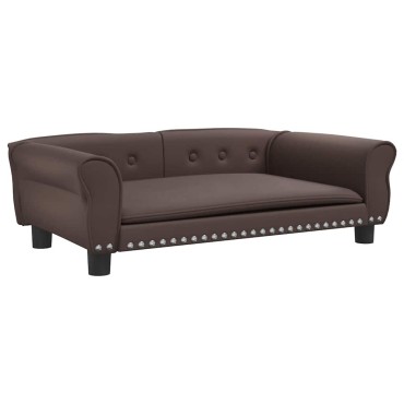 vidaXL Κρεβάτι Σκύλου Καφέ 95 x 55 x 30 εκ. από Συνθετικό Δέρμα