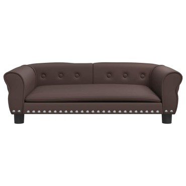 vidaXL Κρεβάτι Σκύλου Καφέ 95 x 55 x 30 εκ. από Συνθετικό Δέρμα