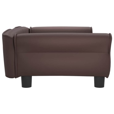 vidaXL Κρεβάτι Σκύλου Καφέ 95 x 55 x 30 εκ. από Συνθετικό Δέρμα