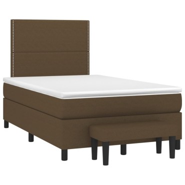 vidaXL Κρεβάτι Boxspring με Στρώμα Σκούρο Καφέ 120x200 εκ. Υφασμάτινο