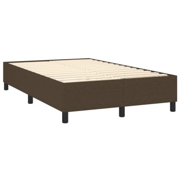 vidaXL Κρεβάτι Boxspring με Στρώμα Σκούρο Καφέ 120x200 εκ. Υφασμάτινο