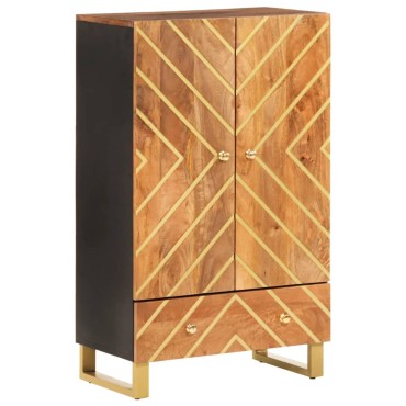 vidaXL Ντουλάπι Καφέ/Μαύρο 60x33,5x100cm από Μασίφ Ξύλο Μάνγκο 1 τεμ.