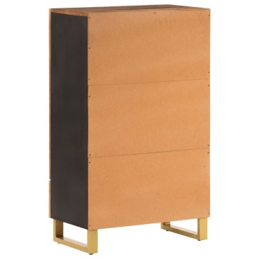 vidaXL Ντουλάπι Καφέ/Μαύρο 60x33,5x100cm από Μασίφ Ξύλο Μάνγκο 1 τεμ.