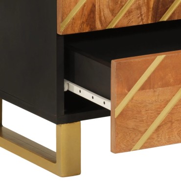 vidaXL Ντουλάπι Καφέ/Μαύρο 60x33,5x100cm από Μασίφ Ξύλο Μάνγκο 1 τεμ.