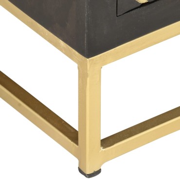 vidaXL Έπιπλο Τηλεόρασης Μαύρο/Χρυσό 120x30x40cm από Μασίφ Ξύλο Μάνγκο