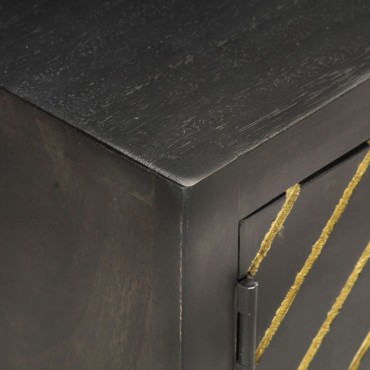 vidaXL Έπιπλο Τηλεόρασης Μαύρο/Χρυσό 120x30x40cm από Μασίφ Ξύλο Μάνγκο