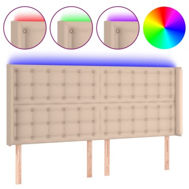 vidaXL Κεφαλάρι Κρεβατιού LED Καπουτσίνο 147x16x118/128 εκ 1 τεμ.