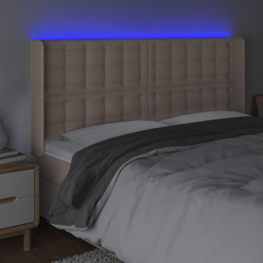 vidaXL Κεφαλάρι Κρεβατιού LED Καπουτσίνο 147x16x118/128 εκ 1 τεμ.