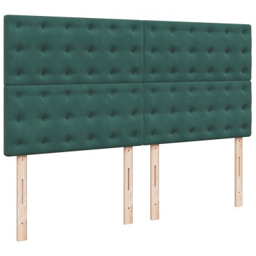 vidaXL Κρεβάτι Boxspring με Στρώμα Σκούρο Πράσινο 200x200εκ. Βελούδινο