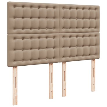 vidaXL Κρεβάτι Boxspring με Στρώμα Καπουτσίνο 140x190εκ.από Συνθ.Δέρμα