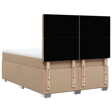 vidaXL Κρεβάτι Boxspring με Στρώμα Καπουτσίνο 140x190εκ.από Συνθ.Δέρμα