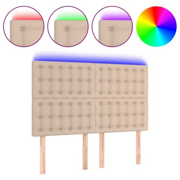 vidaXL Κεφαλάρι Κρεβατιού LED Καπουτσίνο 144x5x118/128 εκ 1 τεμ.
