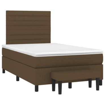 vidaXL Κρεβάτι Boxspring με Στρώμα Σκούρο Καφέ 120x200 εκ. Υφασμάτινο