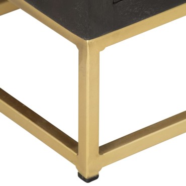 vidaXL Συρταριέρα Μαύρο / Χρυσό 45x30x105cm από Μασίφ Ξύλο Μάνγκο 1 τεμ.