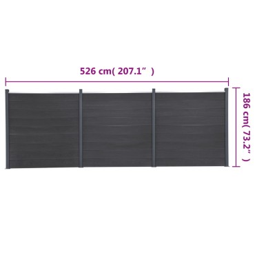 vidaXL Σετ Πάνελ Περίφραξης Γκρι 526x186cm από WPC