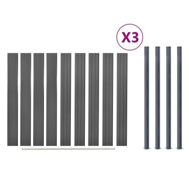 vidaXL Σετ Πάνελ Περίφραξης Γκρι 526x186cm από WPC