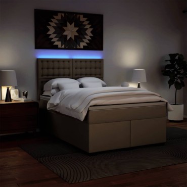 vidaXL Κρεβάτι Boxspring με Στρώμα Καπουτσίνο 140x190εκ.από Συνθ.Δέρμα