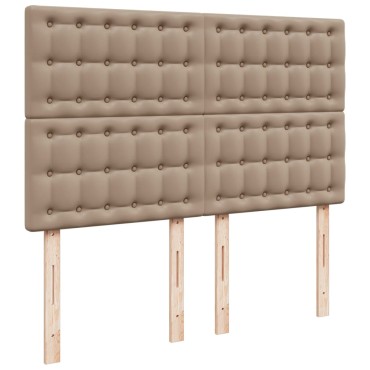 vidaXL Κρεβάτι Boxspring με Στρώμα Καπουτσίνο 140x190εκ.από Συνθ.Δέρμα