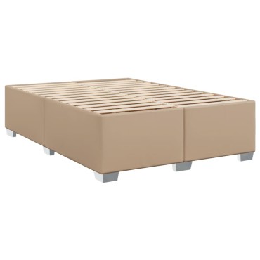 vidaXL Κρεβάτι Boxspring με Στρώμα Καπουτσίνο 140x190εκ.από Συνθ.Δέρμα