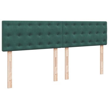 vidaXL Κρεβάτι Boxspring με Στρώμα Σκούρο Πράσινο 200x200εκ. Βελούδινο