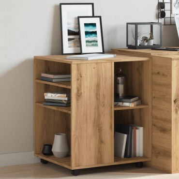 vidaXL Ντουλάπι Τροχήλατο Αρτισιανή Δρυς 60x53x72cm Επεξεργ. Ξύλο 1 τεμ.