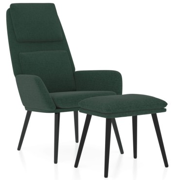 vidaXL Πολυθρόνα Relax Σκούρο Πράσινο Υφασμάτινη με Σκαμπό 70x77x98cm 1 τεμ.