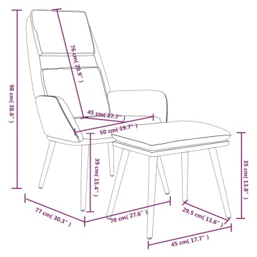 vidaXL Πολυθρόνα Relax Κρεμ Υφασμάτινη με Σκαμπό 70x77x98cm 1 τεμ.