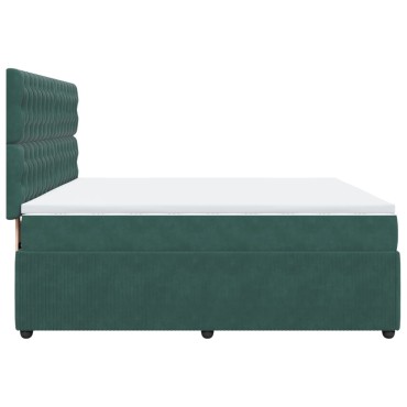 vidaXL Κρεβάτι Boxspring με Στρώμα Σκούρο Πράσινο 180x200εκ. Βελούδινο