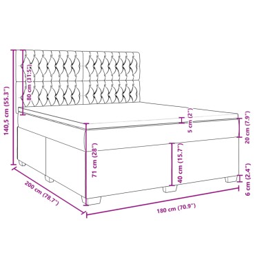 vidaXL Κρεβάτι Boxspring με Στρώμα Σκούρο Πράσινο 180x200εκ. Βελούδινο