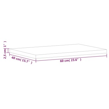 vidaXL Επιφάνεια Τραπεζιού Ορθογώνια 60x40x2,5cm Μασίφ Ξύλο Οξιάς 1 τεμ.