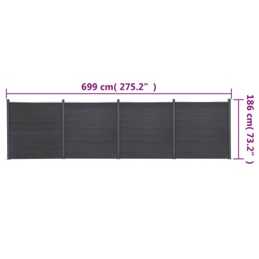 vidaXL Σετ Πάνελ Περίφραξης Γκρι 699x186cm από WPC