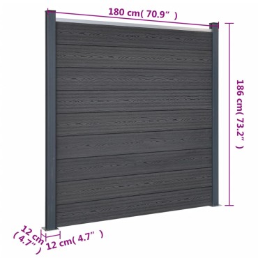 vidaXL Σετ Πάνελ Περίφραξης Γκρι 699x186cm από WPC