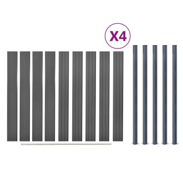 vidaXL Σετ Πάνελ Περίφραξης Γκρι 699x186cm από WPC