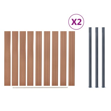 vidaXL Σετ Πάνελ Περίφραξης Καφέ 353x186cm από WPC