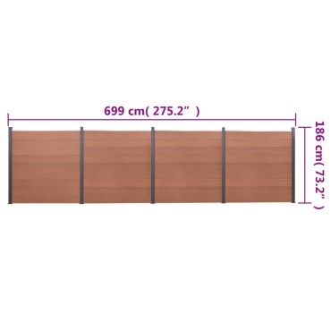 vidaXL Σετ Πάνελ Περίφραξης Καφέ 699x186cm από WPC